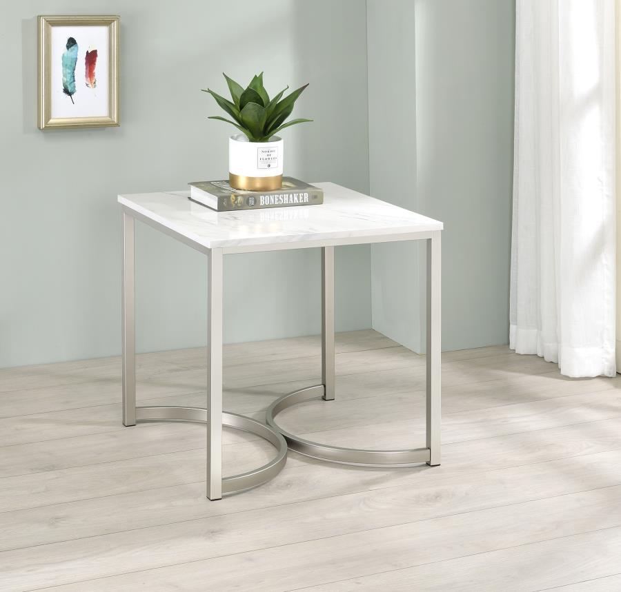 Leona White End Table - MyWaynesHome #