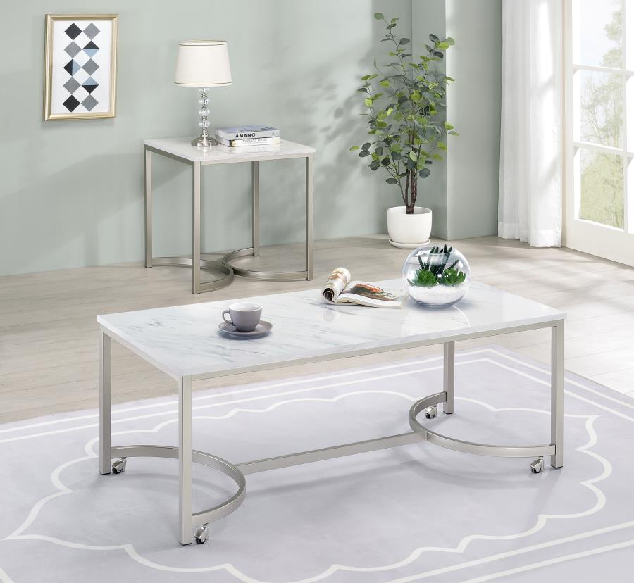 Leona White End Table - MyWaynesHome #
