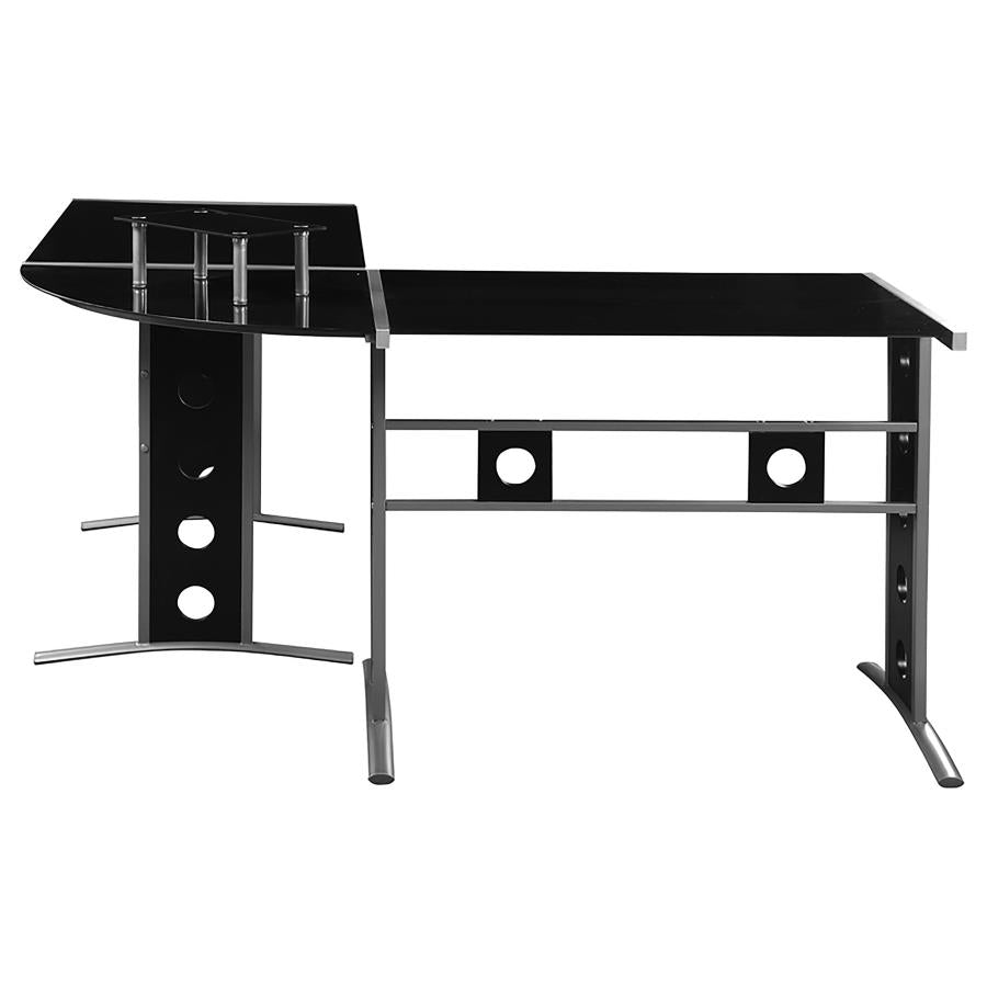 Keizer Black L-shape Desk - MyWaynesHome #