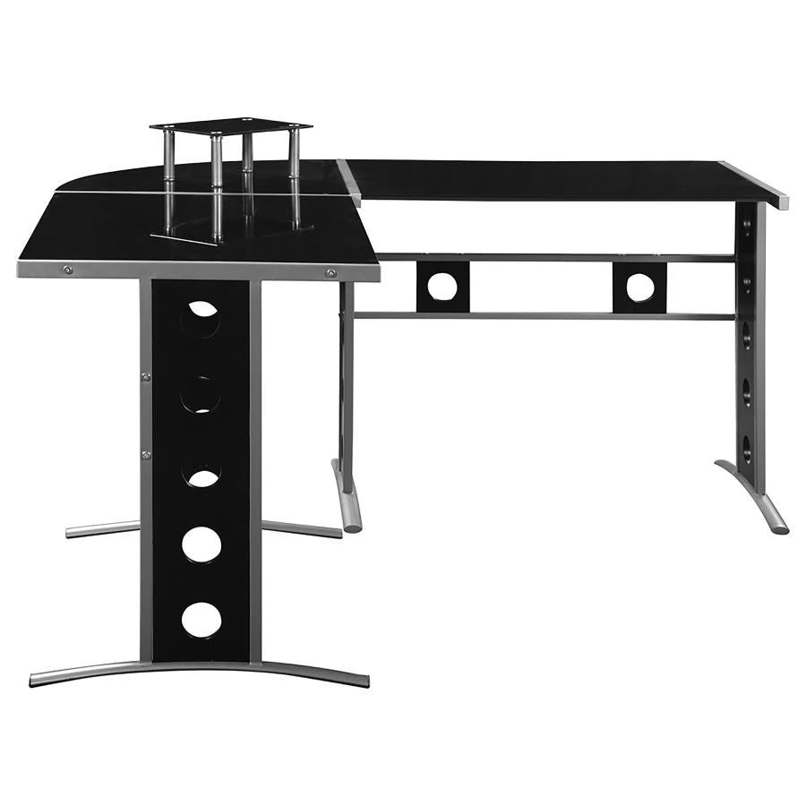 Keizer Black L-shape Desk - MyWaynesHome #