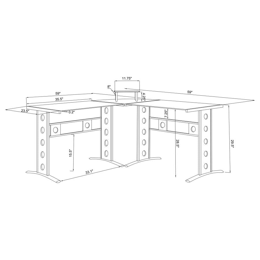 Keizer Black L-shape Desk - MyWaynesHome #