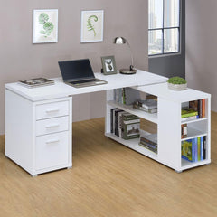 Yvette White L-shape Desk - MyWaynesHome #