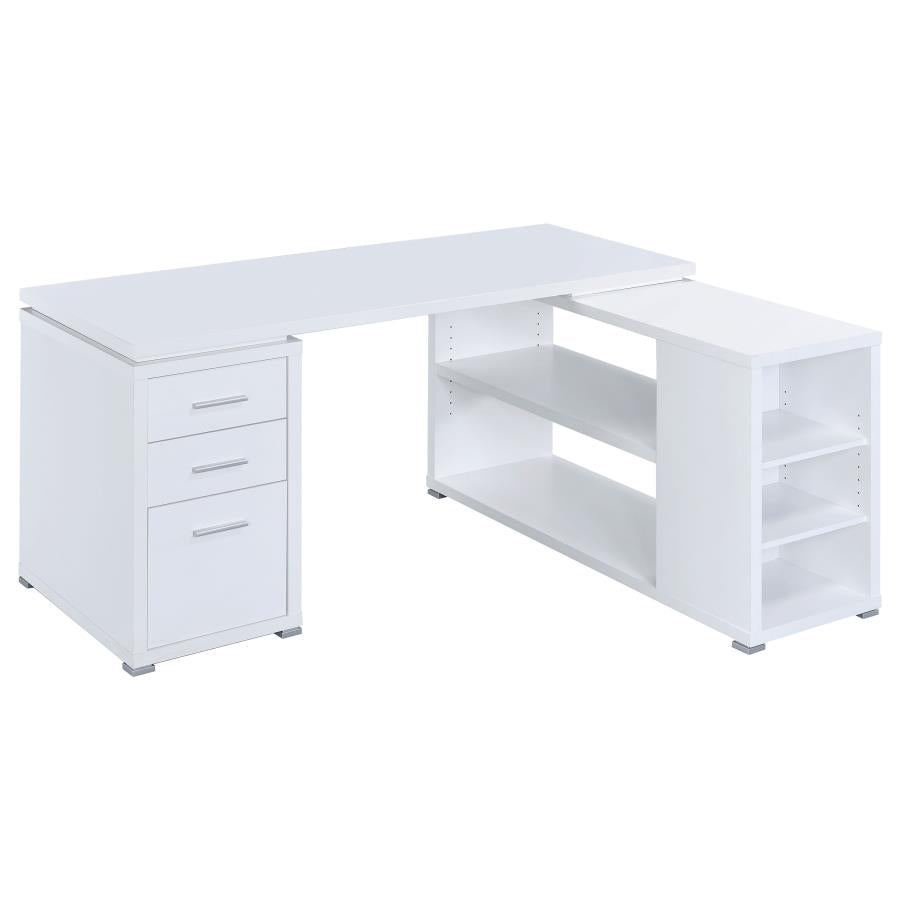 Yvette White L-shape Desk - MyWaynesHome #