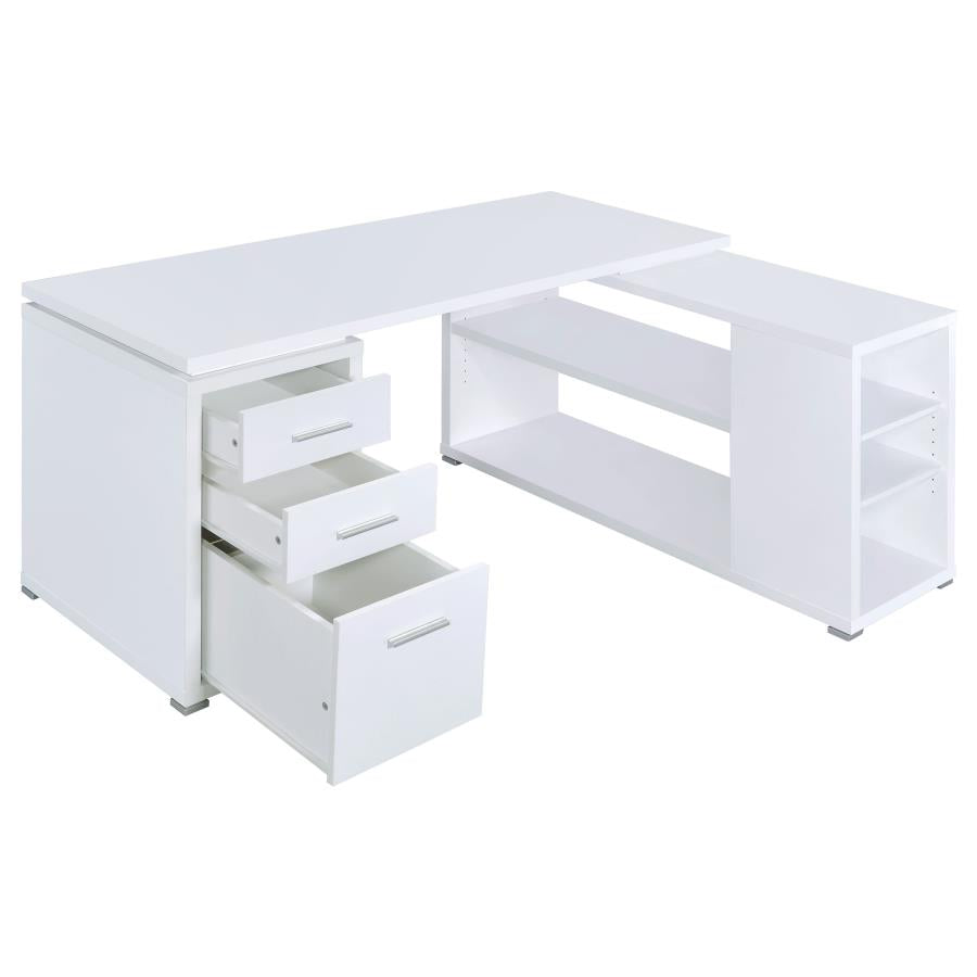 Yvette White L-shape Desk - MyWaynesHome #