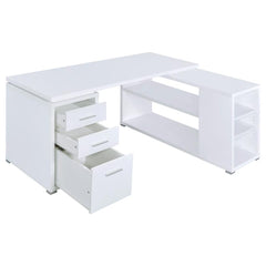 Yvette White L-shape Desk - MyWaynesHome #