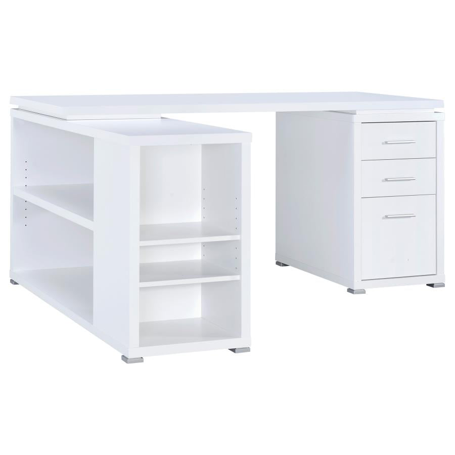 Yvette White L-shape Desk - MyWaynesHome #