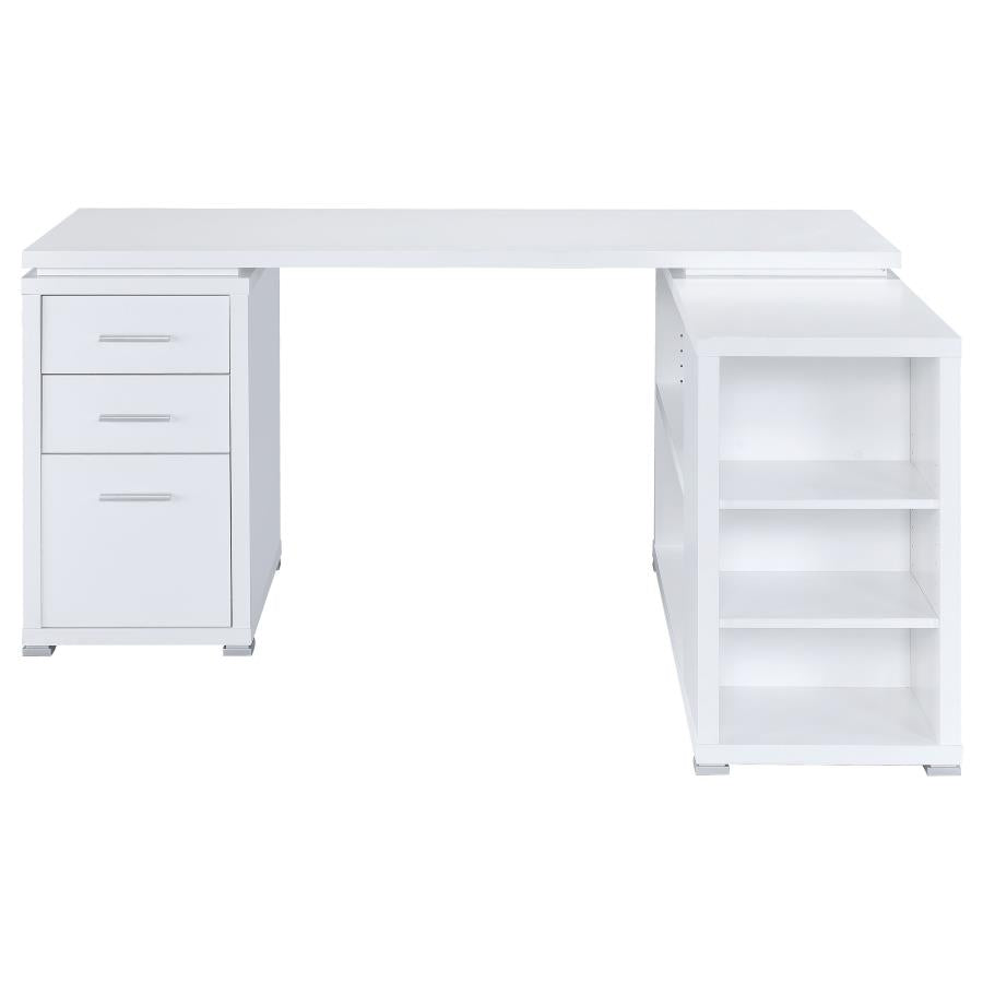 Yvette White L-shape Desk - MyWaynesHome #