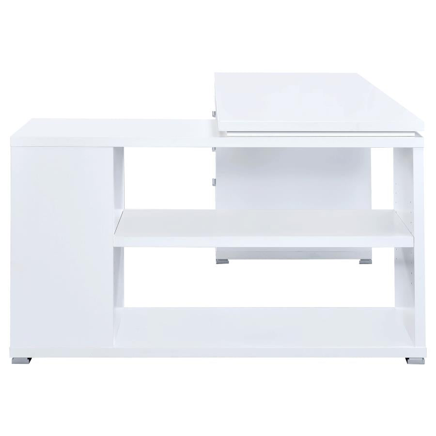 Yvette White L-shape Desk - MyWaynesHome #