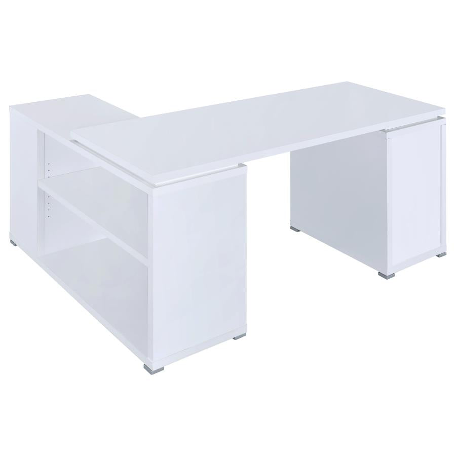 Yvette White L-shape Desk - MyWaynesHome #