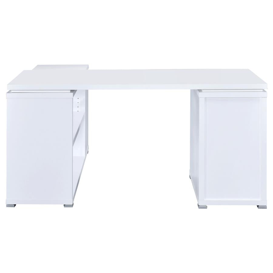 Yvette White L-shape Desk - MyWaynesHome #