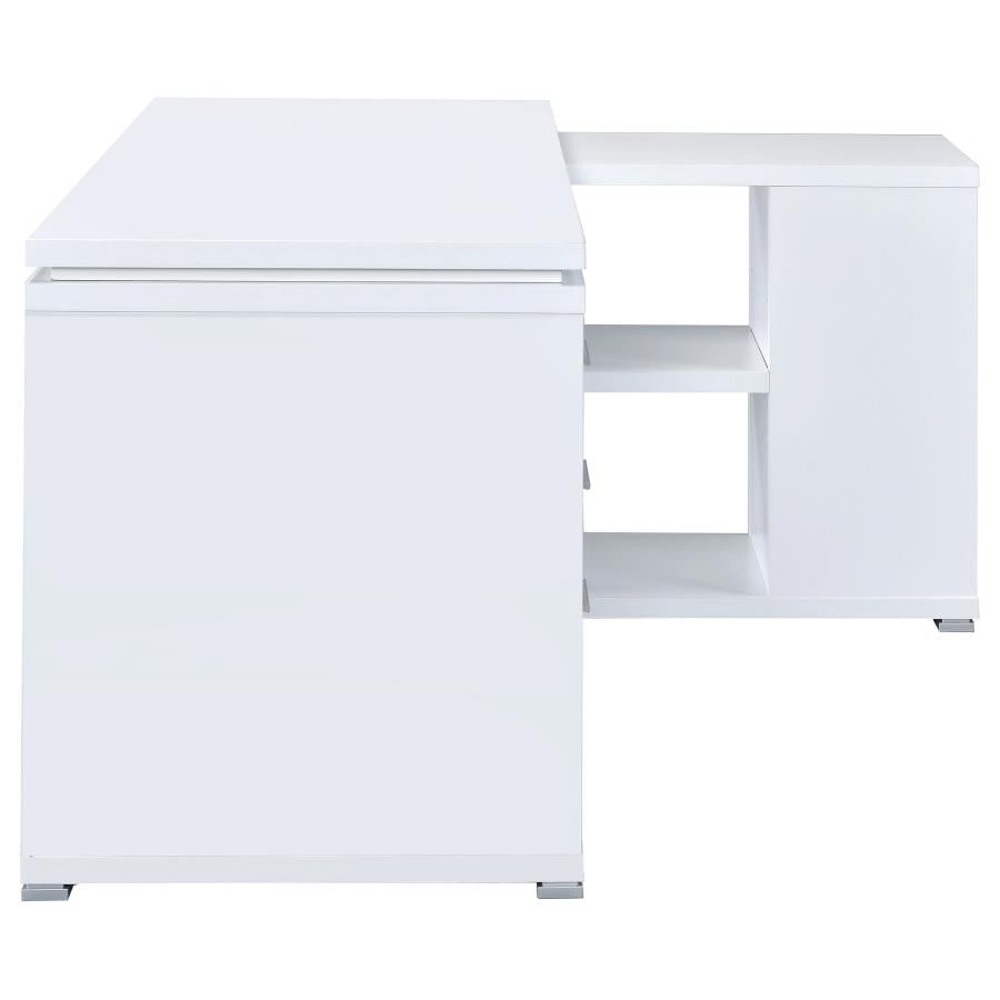 Yvette White L-shape Desk - MyWaynesHome #