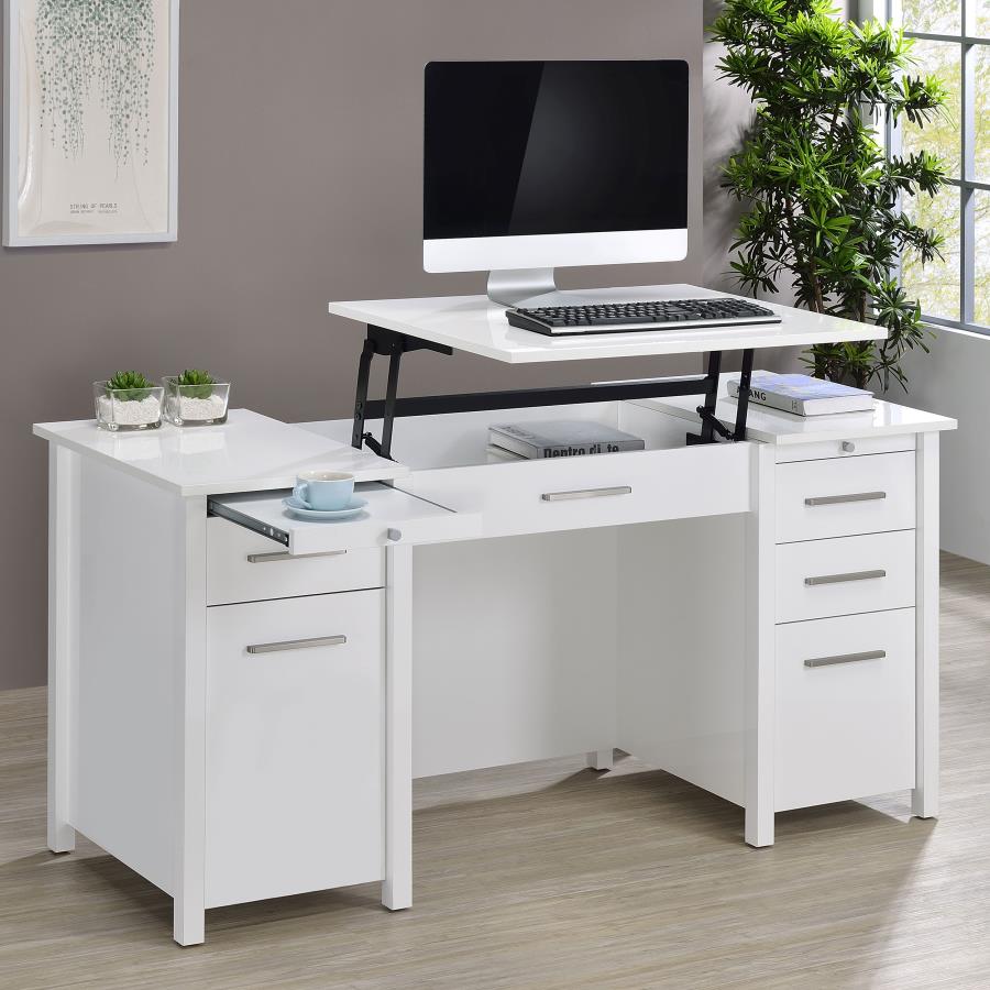 Dylan White Lift Top Computer Desk - MyWaynesHome #