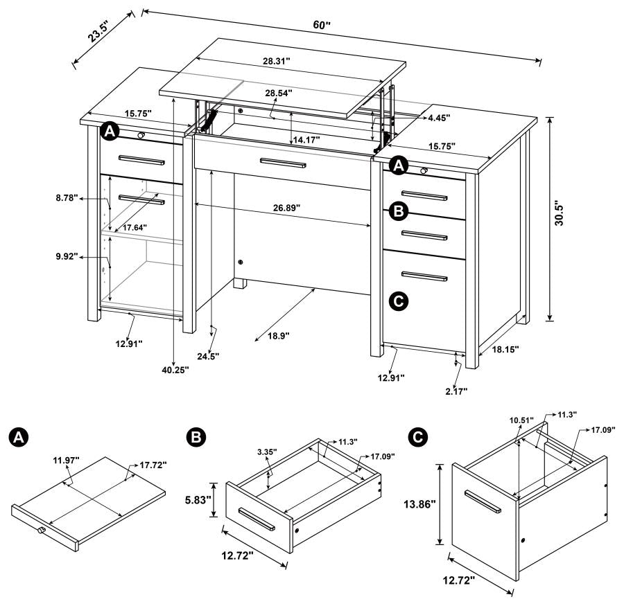 Dylan White Lift Top Computer Desk - MyWaynesHome #