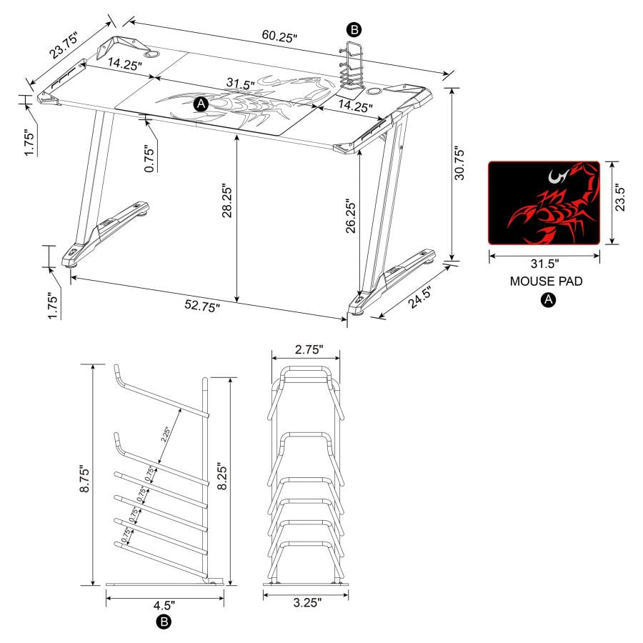 Brocton Black Gaming Desk - MyWaynesHome #