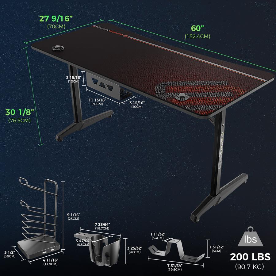 Tarnov Black Gaming Desk - MyWaynesHome #