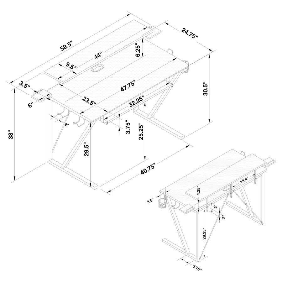 Wedalia Black Gaming Desk - MyWaynesHome #