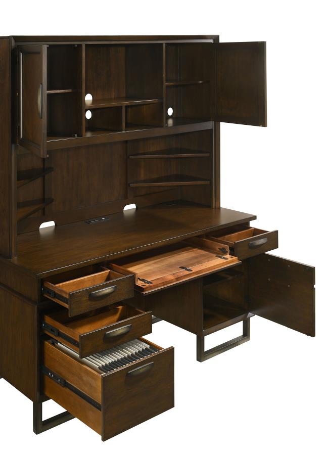 Marshall Brown Credenza Desk W/ Hutch - MyWaynesHome #
