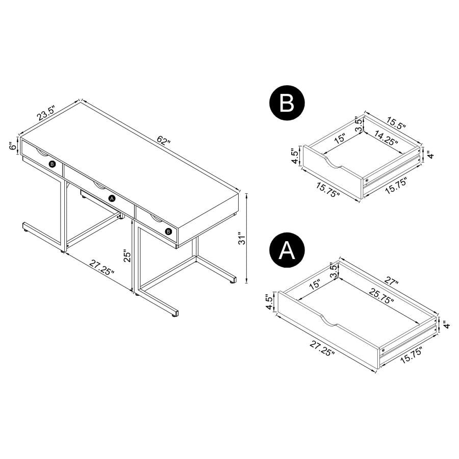 Noorvik Brown 3 Pc Desk Set - MyWaynesHome #