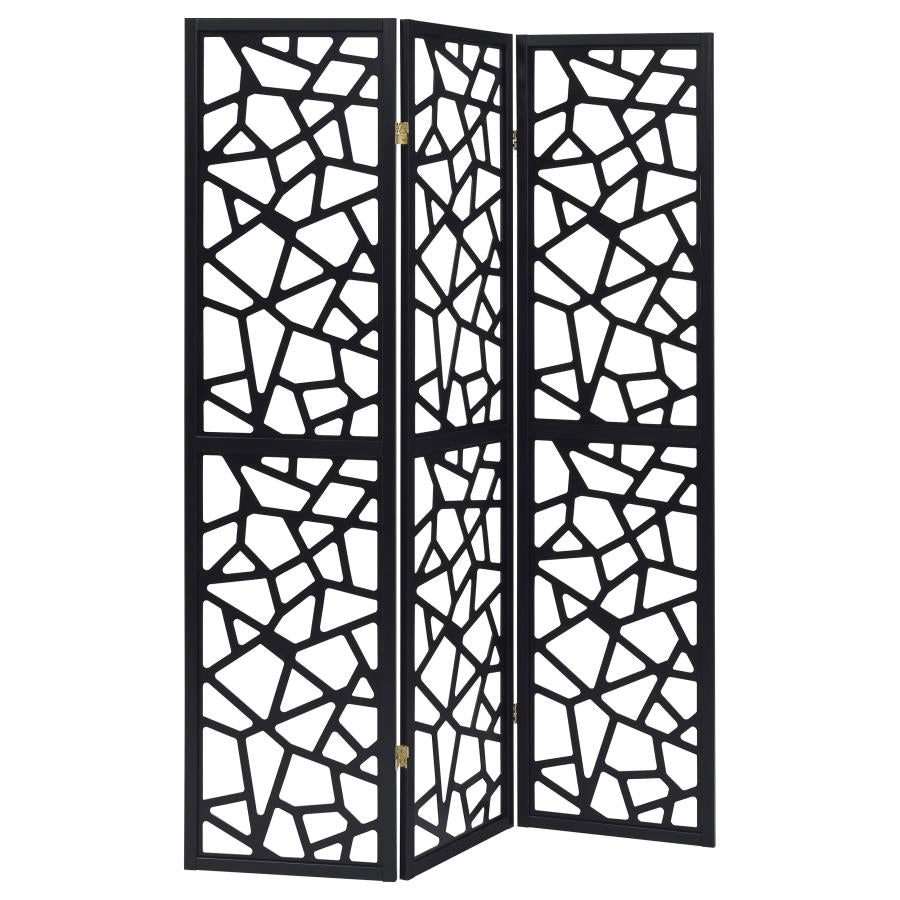 Nailan Black 3 Panel Room Divider - MyWaynesHome #