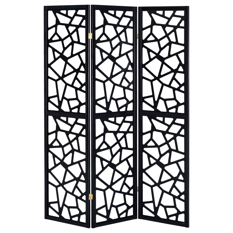 Nailan Black 3 Panel Room Divider - MyWaynesHome #