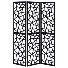 Nailan Black 3 Panel Room Divider - MyWaynesHome #