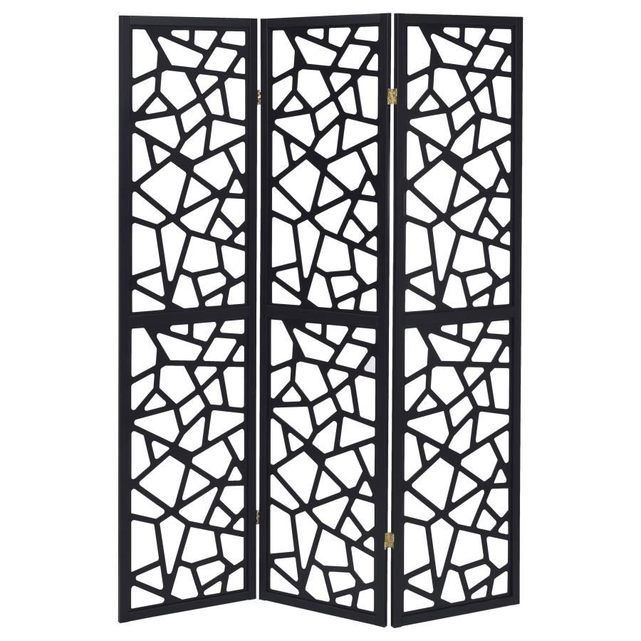 Nailan Black 3 Panel Room Divider - MyWaynesHome #