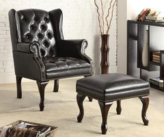 Roberts Black Accent Chair W/ Ottoman - MyWaynesHome #