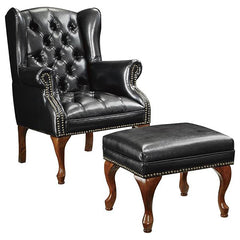 Roberts Black Accent Chair W/ Ottoman - MyWaynesHome #