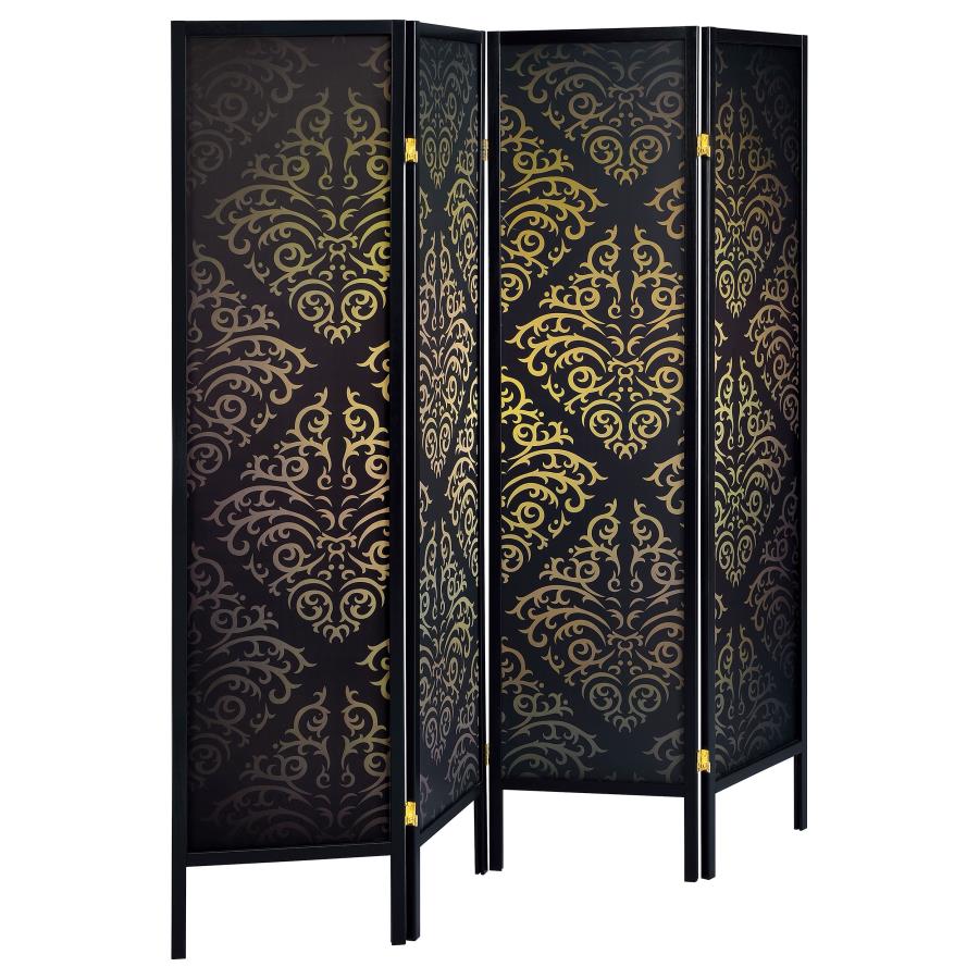 Haidera Black 4 Panel Room Divider - MyWaynesHome #