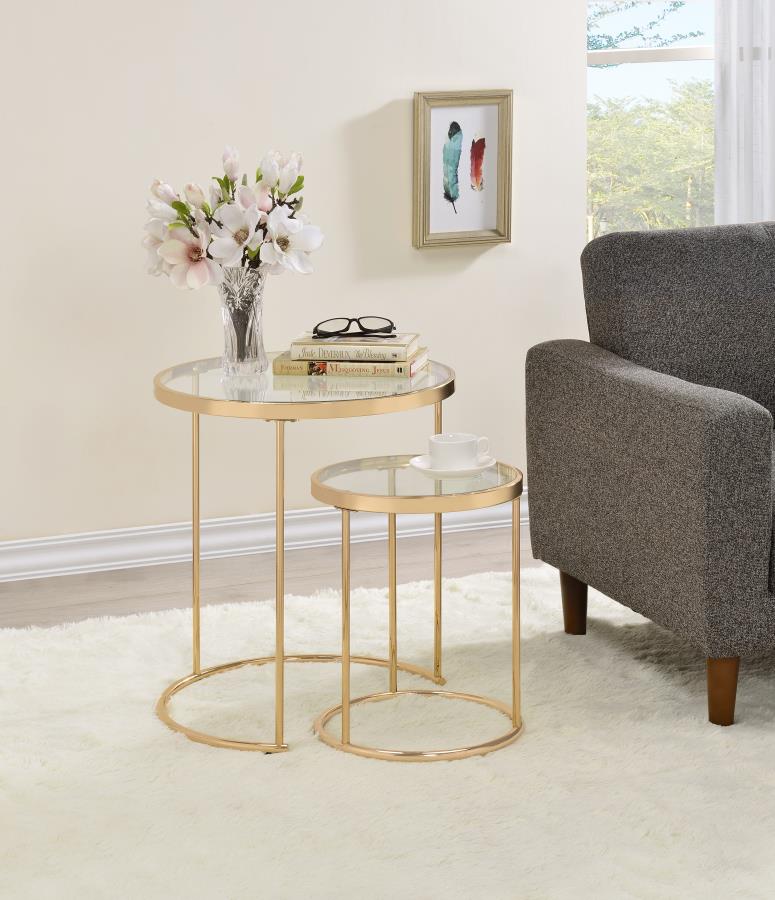 Maylin Gold 2 Pc Nesting Table - MyWaynesHome #