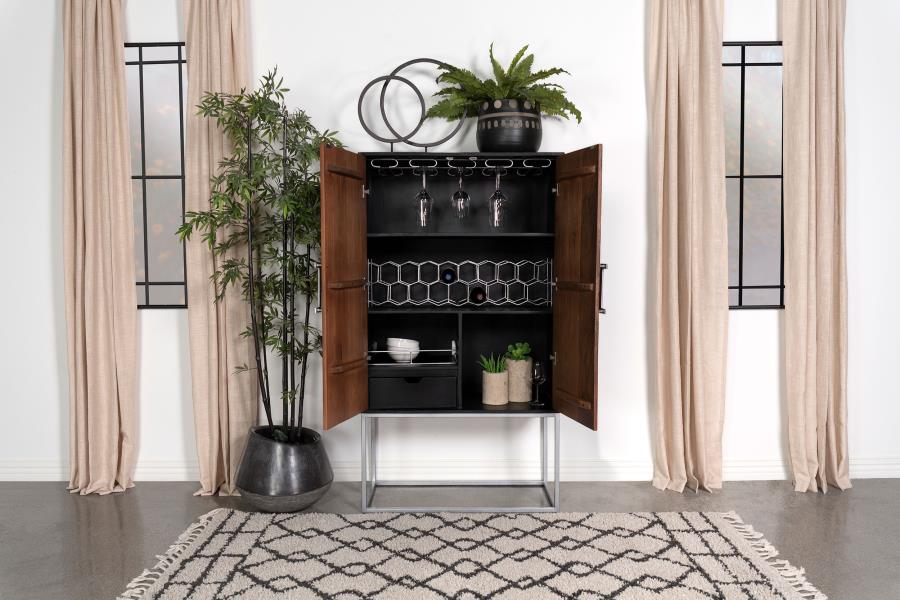 Borman Brown Bar Cabinet - MyWaynesHome #