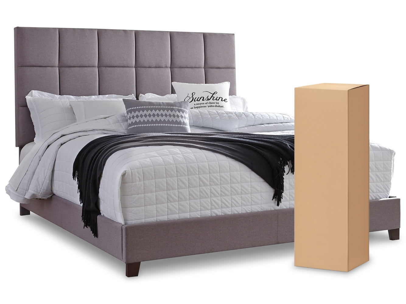 Dolante Queen Upholstered Bed with Chime 8 Inch Memory Foam King Mattress in a Box - MyWaynesHome #