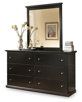 Maribel Queen/Full Panel Headboard Bed with Mirrored Dresser, Chest and 2 Nightstands - MyWaynesHome #