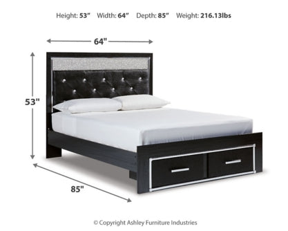 Kaydell Queen Upholstered Panel Storage Platform Bed with Mirrored Dresser and 2 Nightstands - MyWaynesHome #