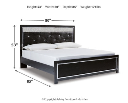 Kaydell King Upholstered Panel Platform Bed with Mirrored Dresser - MyWaynesHome #