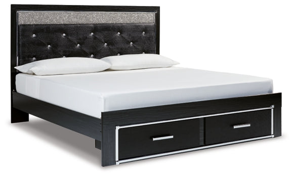 Kaydell King Upholstered Panel Storage Bed with Mirrored Dresser - MyWaynesHome #