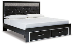 Kaydell King Upholstered Panel Storage Platform Bed with Mirrored Dresser and Chest - MyWaynesHome #