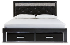 Kaydell King Upholstered Panel Storage Bed with Mirrored Dresser - MyWaynesHome #