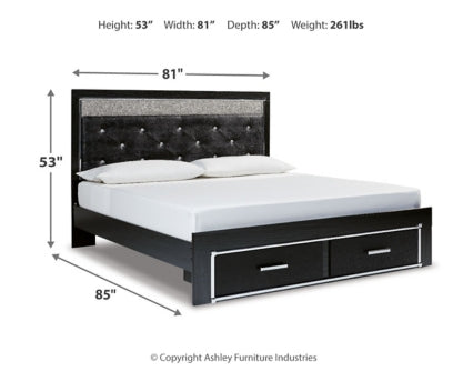 Kaydell King Upholstered Panel Storage Platform Bed with Mirrored Dresser - MyWaynesHome #