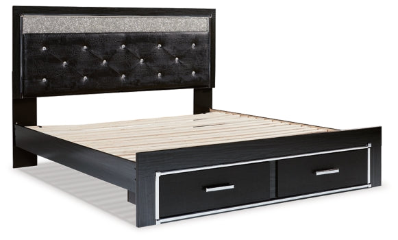 Kaydell King Upholstered Panel Storage Platform Bed with Mirrored Dresser, Chest and Nightstand - MyWaynesHome #