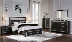 Kaydell Queen Upholstered Panel Storage Bed with Mirrored Dresser, Chest and 2 Nightstands - MyWaynesHome #