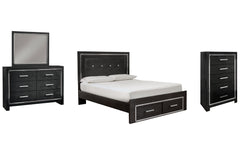 Kaydell Queen Panel Bed with Storage with Mirrored Dresser and Chest - MyWaynesHome #