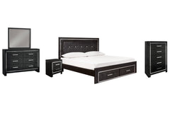 Kaydell King Panel Bed with Storage with Mirrored Dresser, Chest and Nightstand - MyWaynesHome #