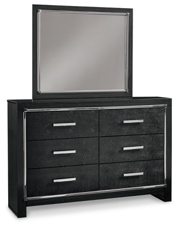 Kaydell King Panel Bed with Storage with Mirrored Dresser and Chest - MyWaynesHome #