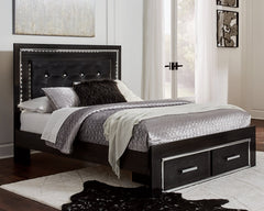 Kaydell Queen Panel Bed with Storage with Mirrored Dresser and 2 Nightstands - MyWaynesHome #