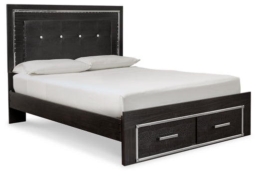 Kaydell Queen Panel Bed with Storage with Mirrored Dresser and 2 Nightstands - MyWaynesHome #