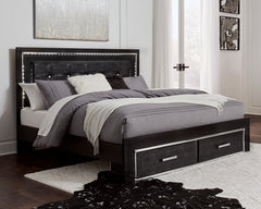 Kaydell King Panel Bed with Storage with Mirrored Dresser and 2 Nightstands - MyWaynesHome #