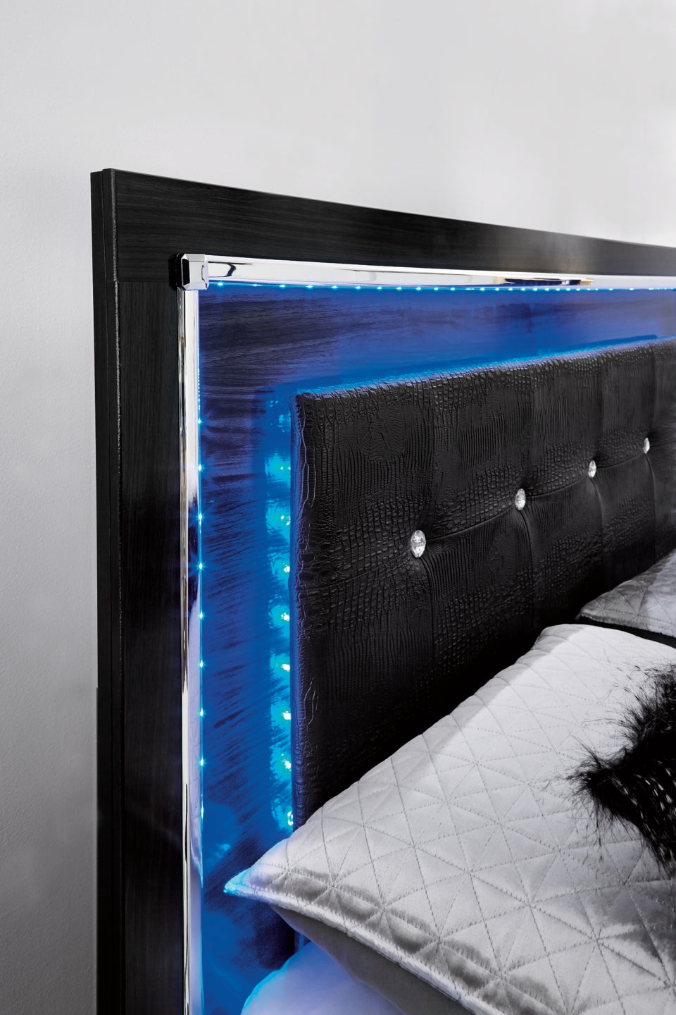 Kaydell King Panel Bed with Storage with Mirrored Dresser and Chest - MyWaynesHome #