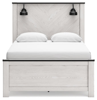 Schoenberg Queen Panel Bed with Mirrored Dresser - MyWaynesHome #