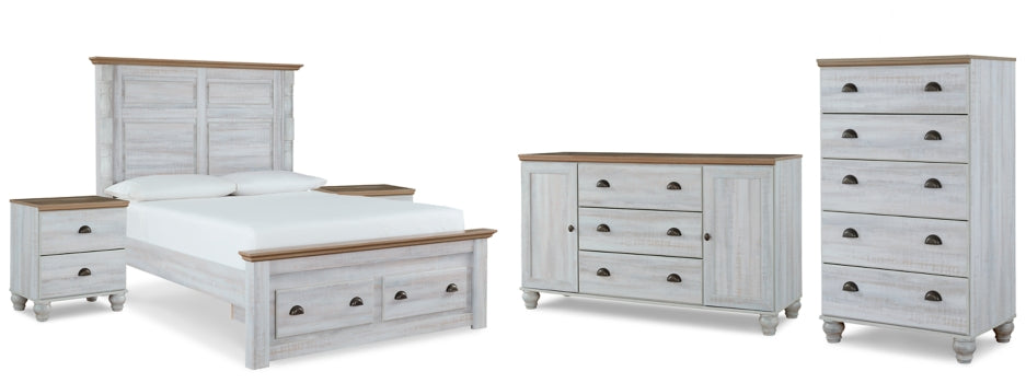 Haven Bay Queen Panel Storage Bed with Mirrored Dresser, Chest and 2 Nightstands - MyWaynesHome #